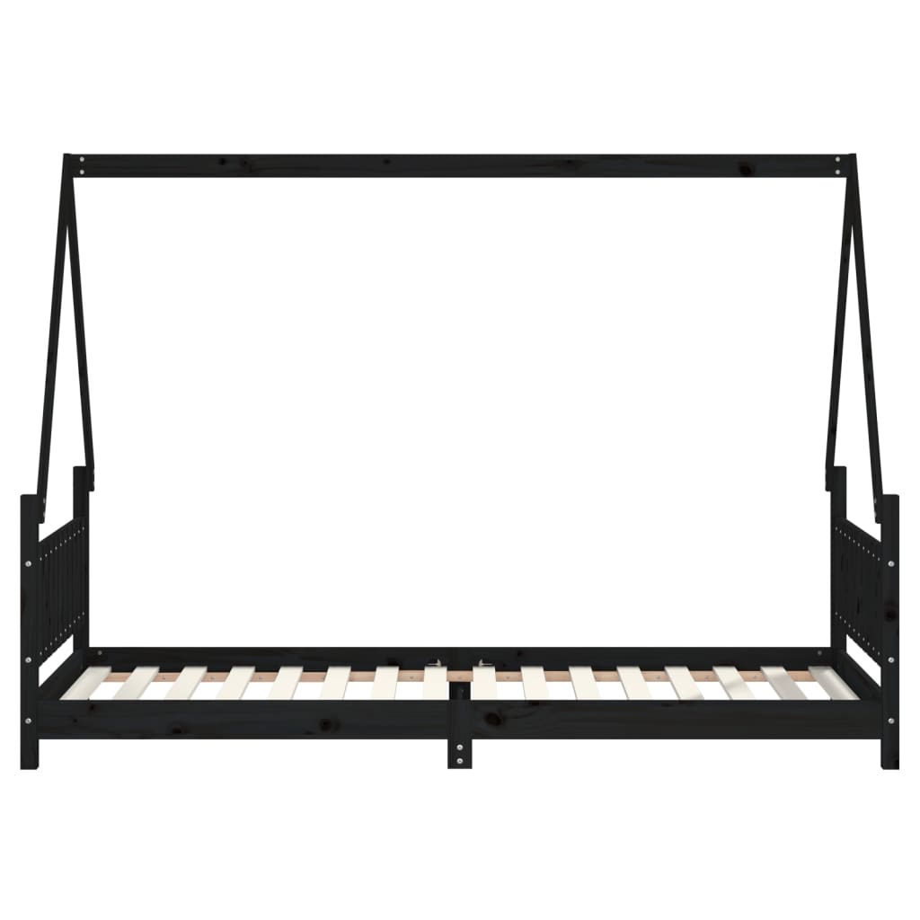 Estructura De Cama Para Niños Madera De Pino Negro 80x200 Cm / Vetonek_3