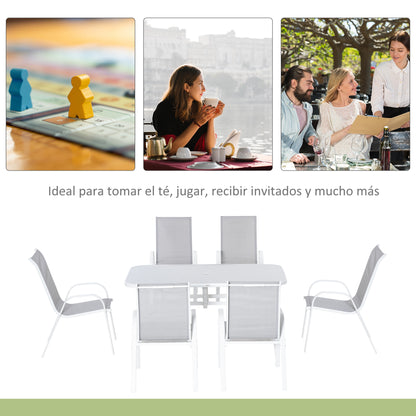 Outsunny Conjunto Muebles De Jardín De 7 Piezas Con Orificio Para Sombrilla Gris_5