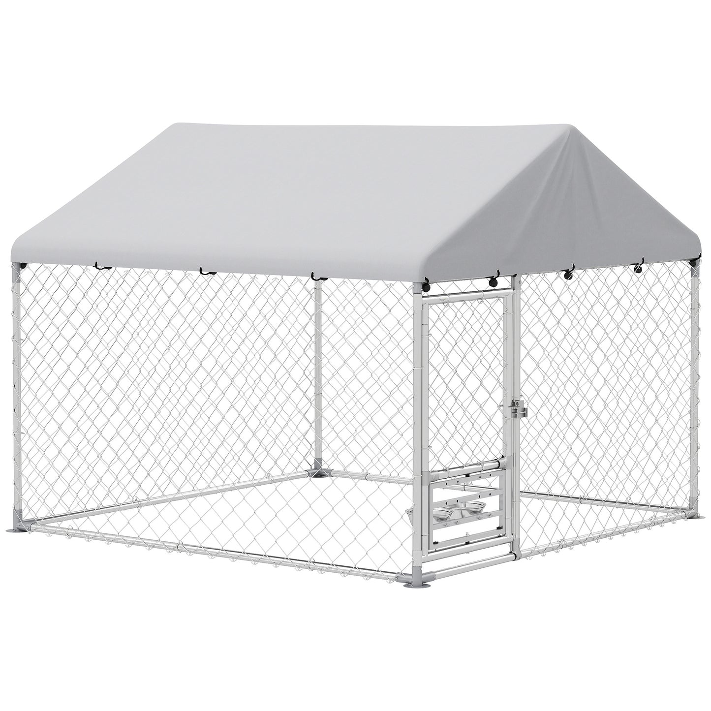 Pawhut Perrera Exterior Con Toldo 2x2x1,55 M Con Techo Impermeable_0