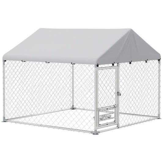 Pawhut Perrera Exterior Con Toldo 2x2x1,55 M Con Techo Impermeable_0