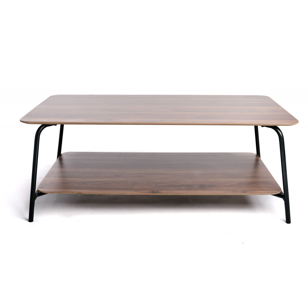 Mesa De Centro Rectangular De Madera Y Metal 2 Niveles Vintage Industrial Marrón 110x60x43.5cm- Muebles De Salón_1