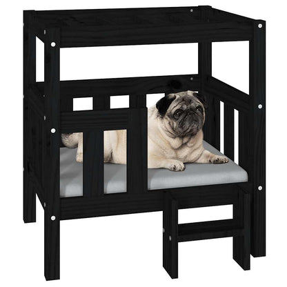 Vidaxl Cama Para Perros Madera Maciza De Pino Negro 65,5x50,5x70 Cm_3
