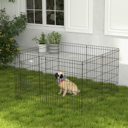 Pawhut Parque Para Perros De 8 Paneles 76x61 Cm Con Doble Cerradura Negro_1