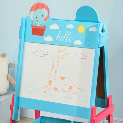 Aiyaplay Pizarra Infantil Caballete 2 En 1 Con 2 Cajas De Tela Azul_3
