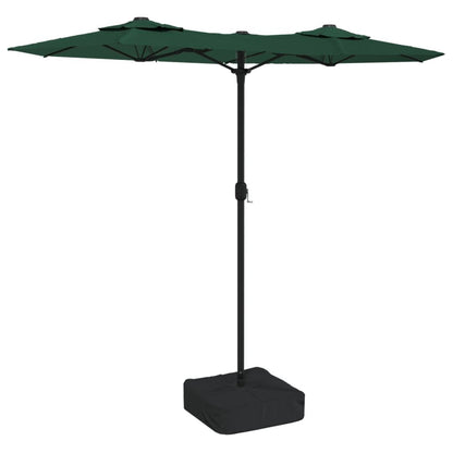 Vidaxl Sombrilla Doble De Jardín Con Luces Led Verde 316x145 Cm_0