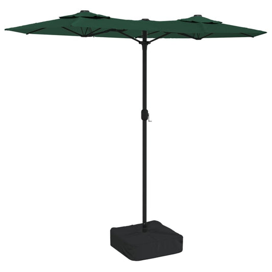 Vidaxl Sombrilla Doble De Jardín Con Luces Led Verde 316x145 Cm_0