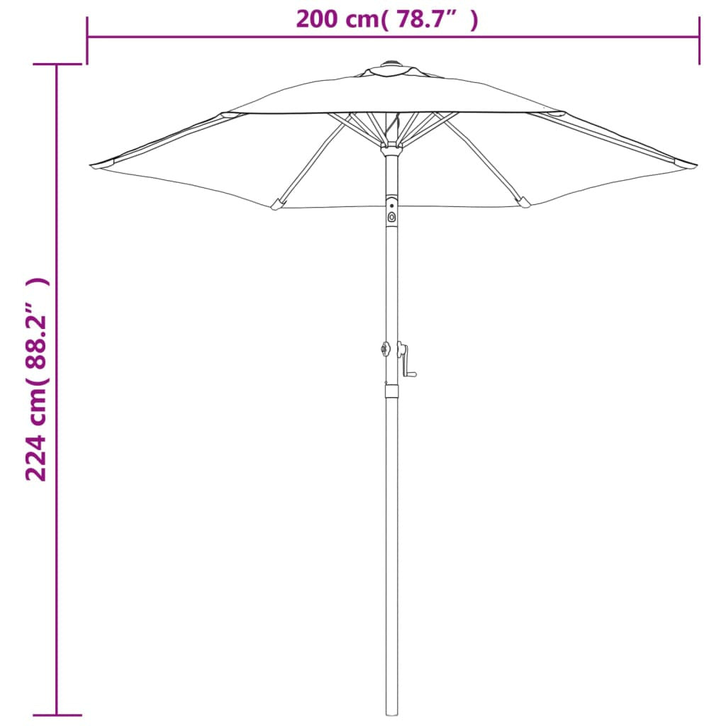 Vidaxl Sombrilla De Aluminio Burdeos 200x224 Cm_2