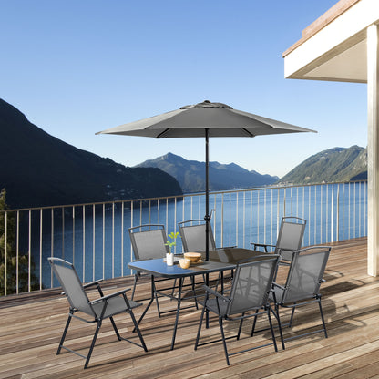 Outsunny Muebles Muebles De Jardín 6 Sillas Plegables Mesa Sombrilla Inclinable_1