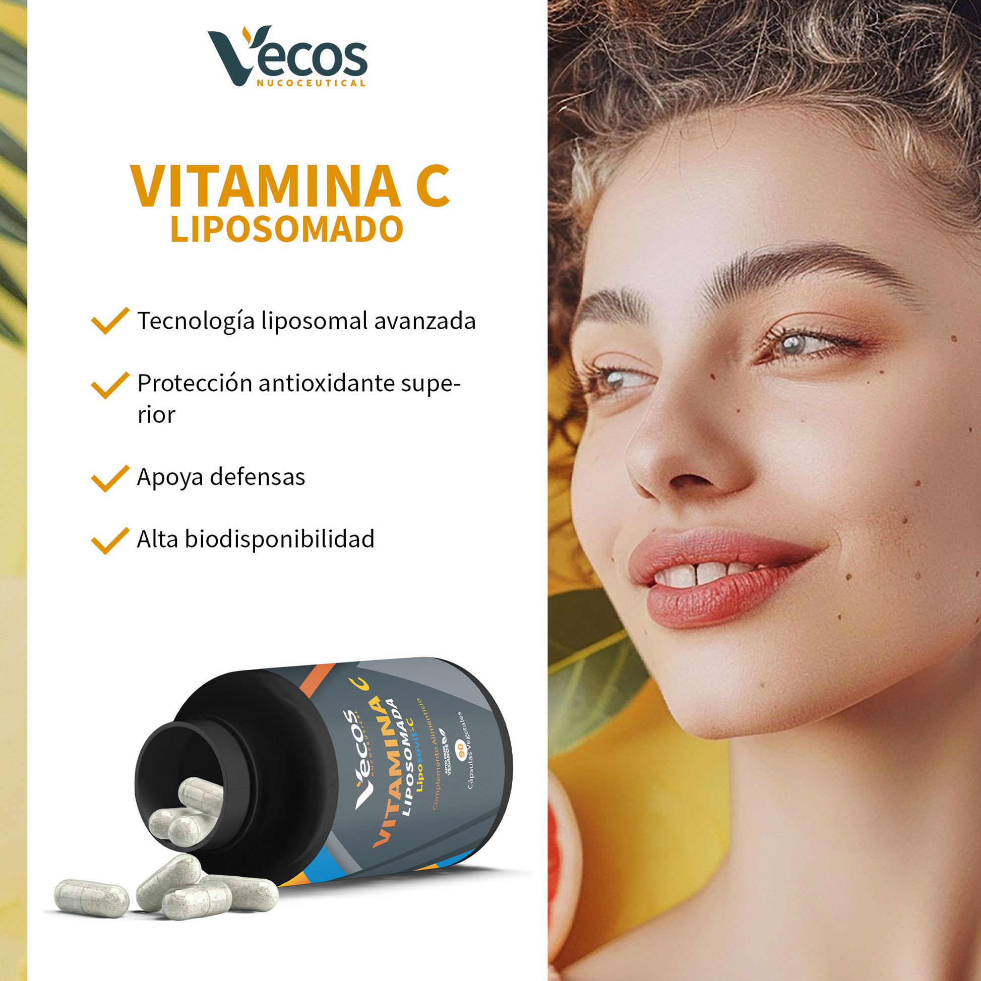 Vitamina C Liposomada Vecos 90 Cápsulas | Sistema Inmune Y Rendimiento Diario_3