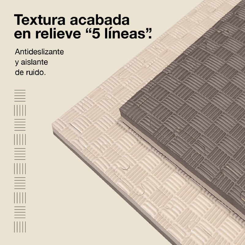 Jowy Tatami Puzzle 2cm 100x100cm, Pack 4 Unidades – Superficie 5 Líneas Gris/blanco_3