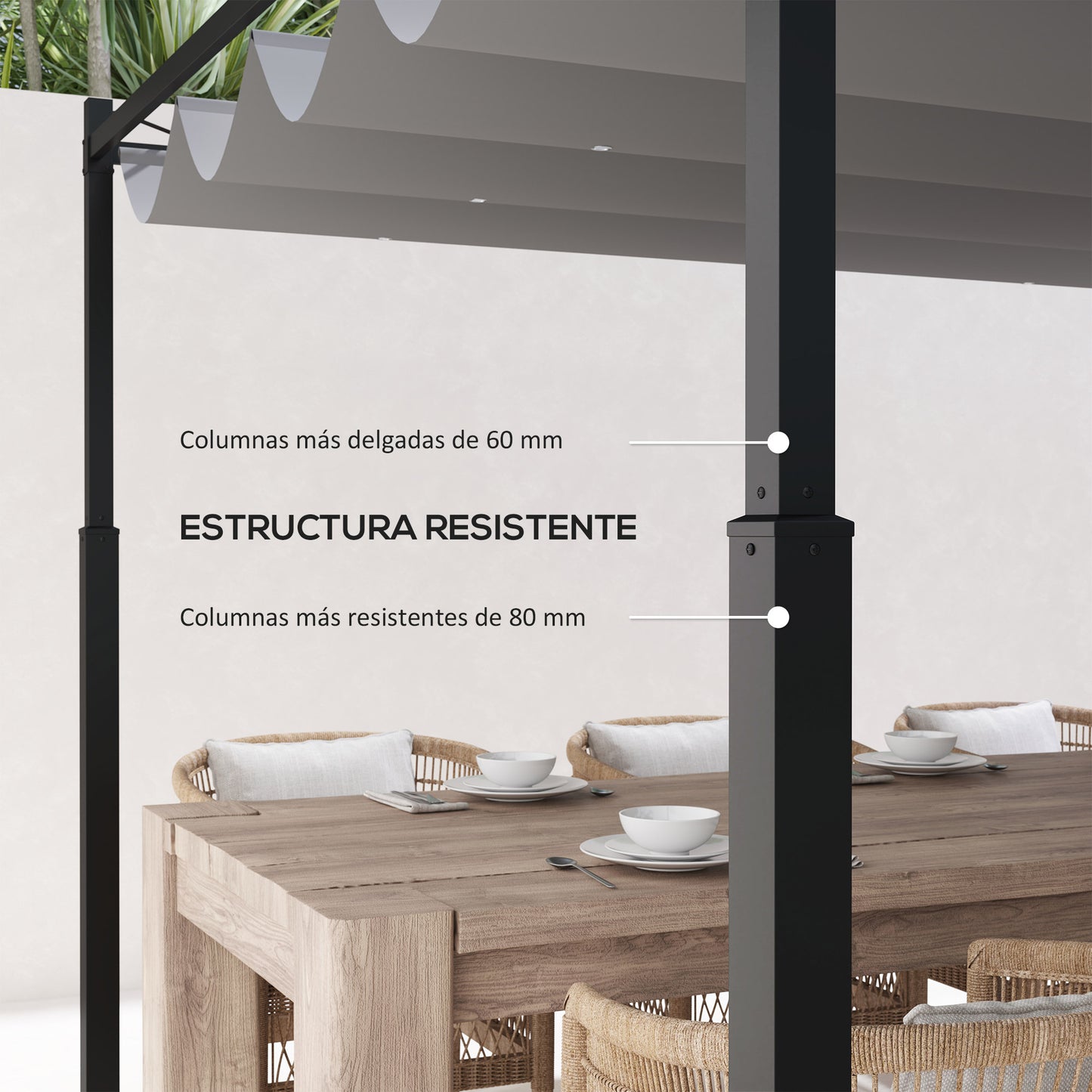 Outsunny Pérgola De Jardín 3x3 M Con Techo Retráctil Y Accesorio Magnético_4
