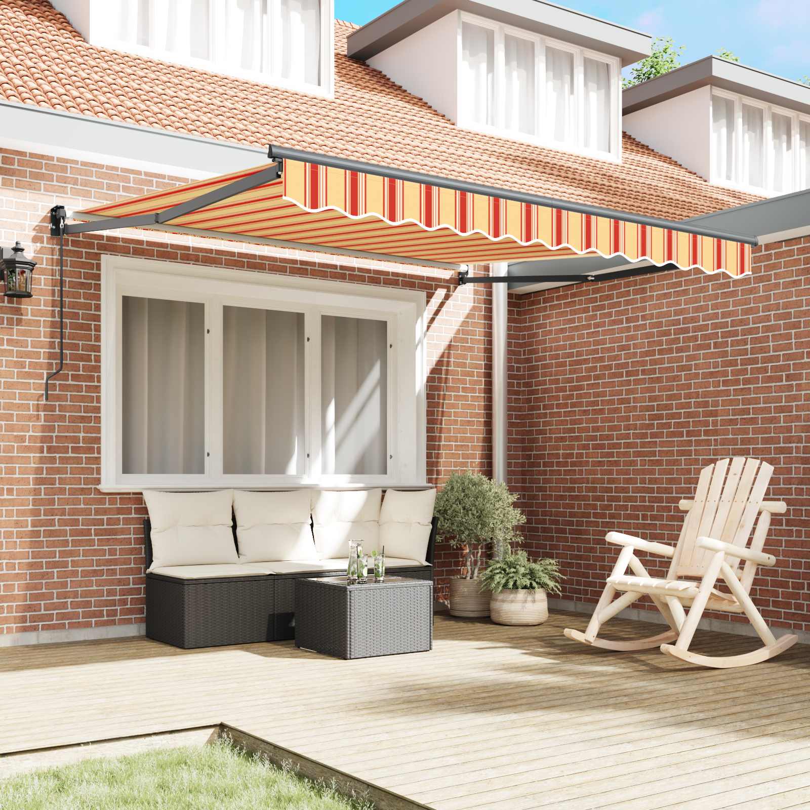 Toldo Retráctil Amarillo Y Naranja 350 X 250 X 165 Cm_2
