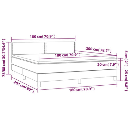 Cama Box Spring Colchón Y Luces Led Tela Negro 180x200 Cm / Vetonek_2