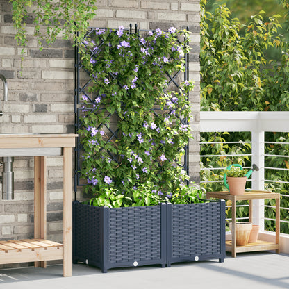 Vidaxl Maceta De Jardín Con Enrejado 2 Pcs Gris 80 X 40 X 143 Cm Pp_2