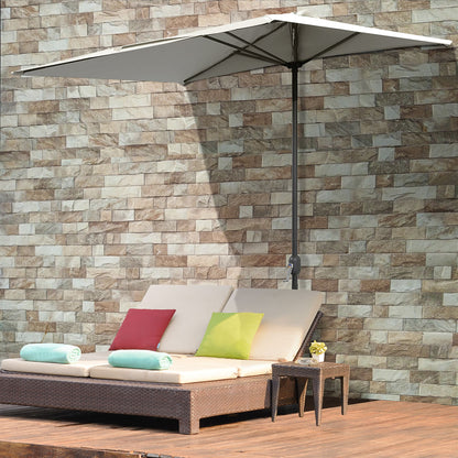 Outsunny Media Sombrilla 230x130x245 Cm Parasol De Pared Con Manivela Beige_1