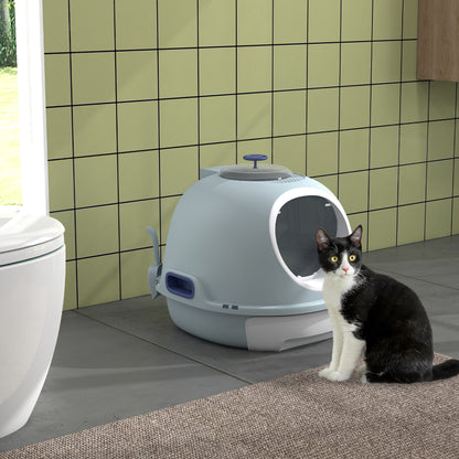 Pawhut Caja De Arena Para Gatos Con Claraboya Bandeja Extraíble Pala 47x55x44 Cm_1