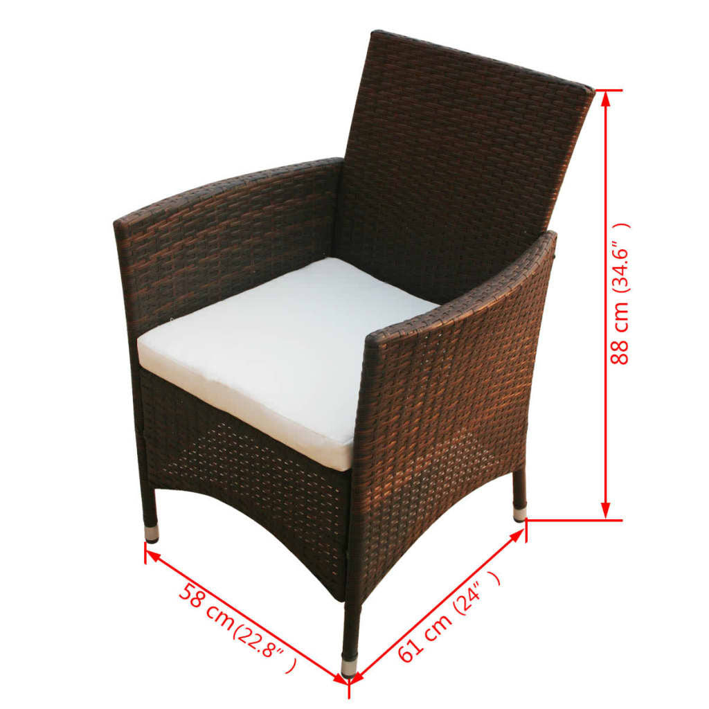 Vidaxl Set Comedor De Jardín 9 Piezas Y Cojines Ratán Sintético Marrón_2