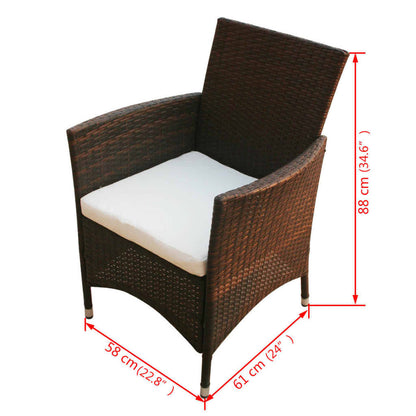 Vidaxl Set Comedor De Jardín 9 Piezas Y Cojines Ratán Sintético Marrón_2