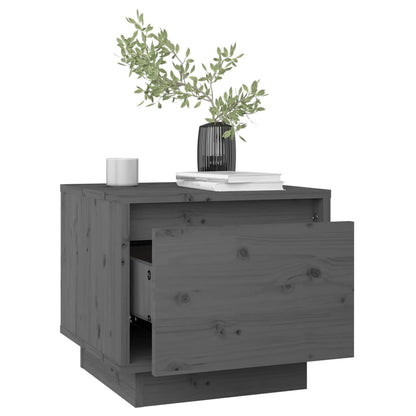 Mesitas De Noche 2 Uds Madera Maciza De Pino Gris 35x34x32 Cm_2