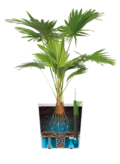 Macetero con autoriego Greensense Aquacare Round Elho 35cm light concrete