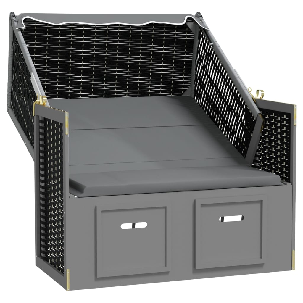 Silla Strandkorb Dosel Ratán Sintético Madera Antracita Blanco_2