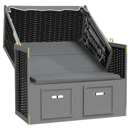 Silla Strandkorb Dosel Ratán Sintético Madera Antracita Blanco_2