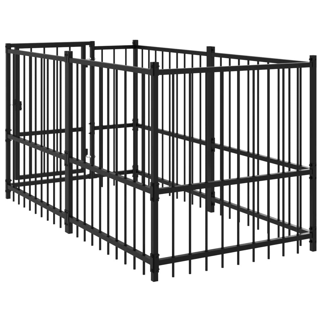 Vidaxl Perrera De Acero Negro 193,5x97x100 Cm_4