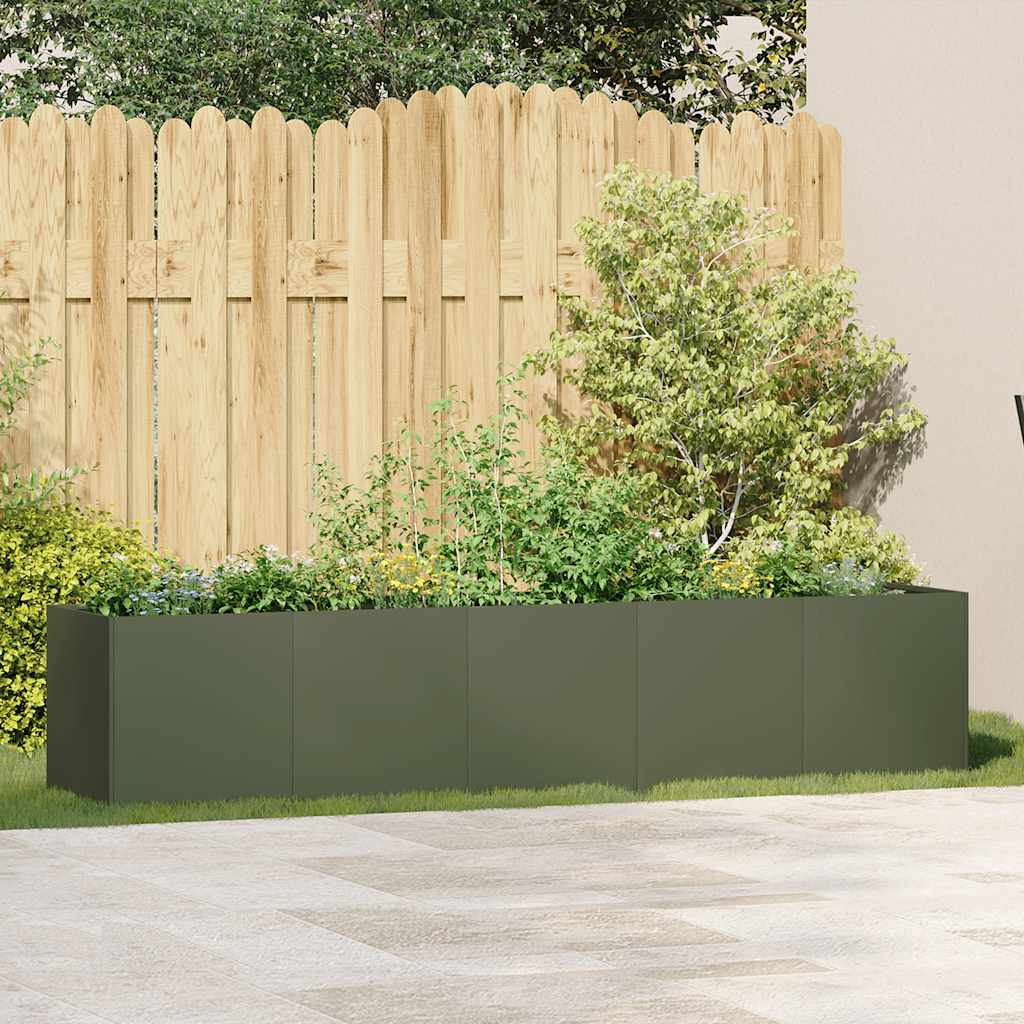 Jardinera De Acero Laminado En Frío Verde Oliva 200x40x40 Cm_2