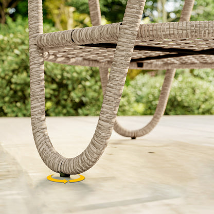 Outsunny Mesa De Jardín Exterior De Ratán Con Estante 65x65x50 Cm Amarillo_3