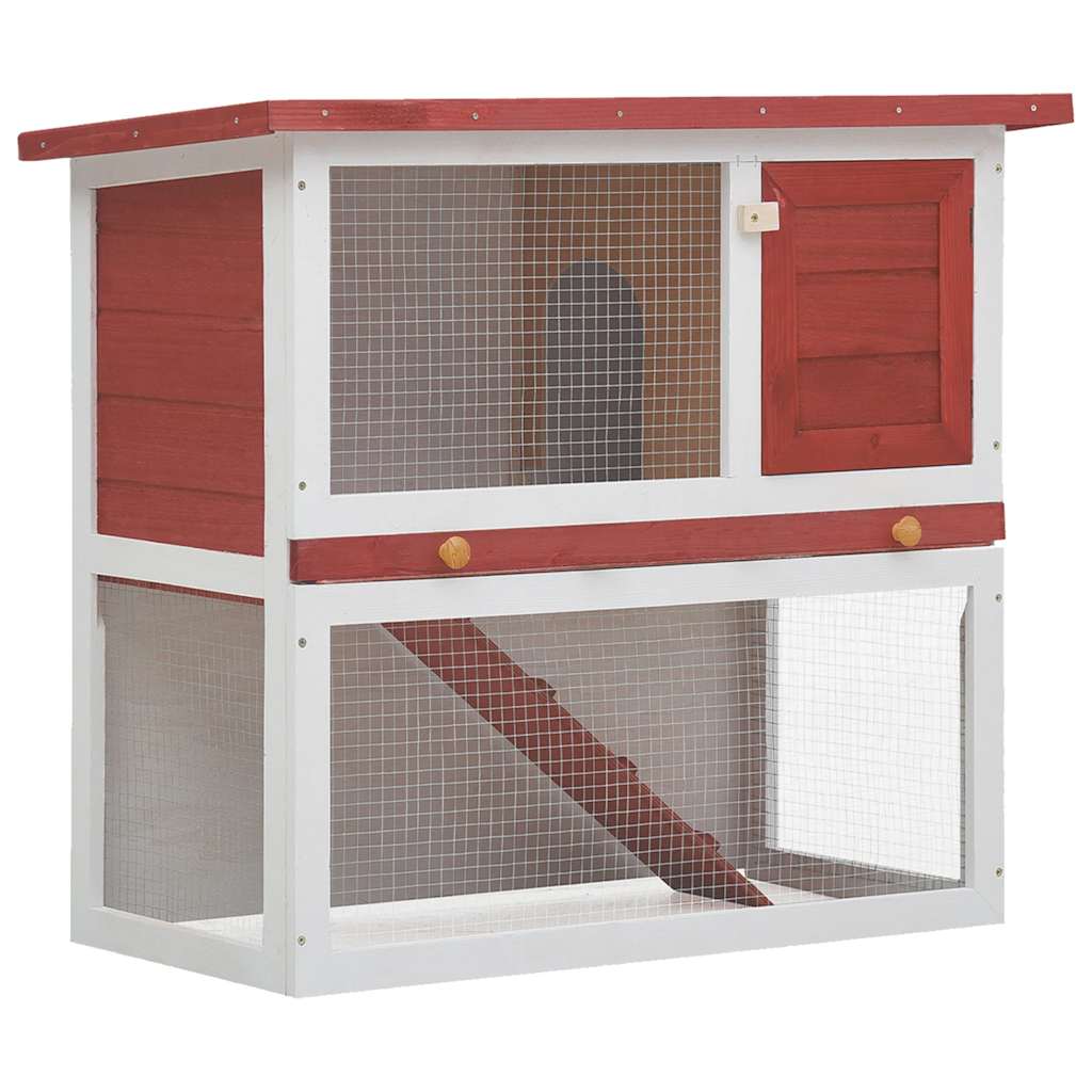 Jaula Conejera Con 1 Puerta Madera Rojo_1