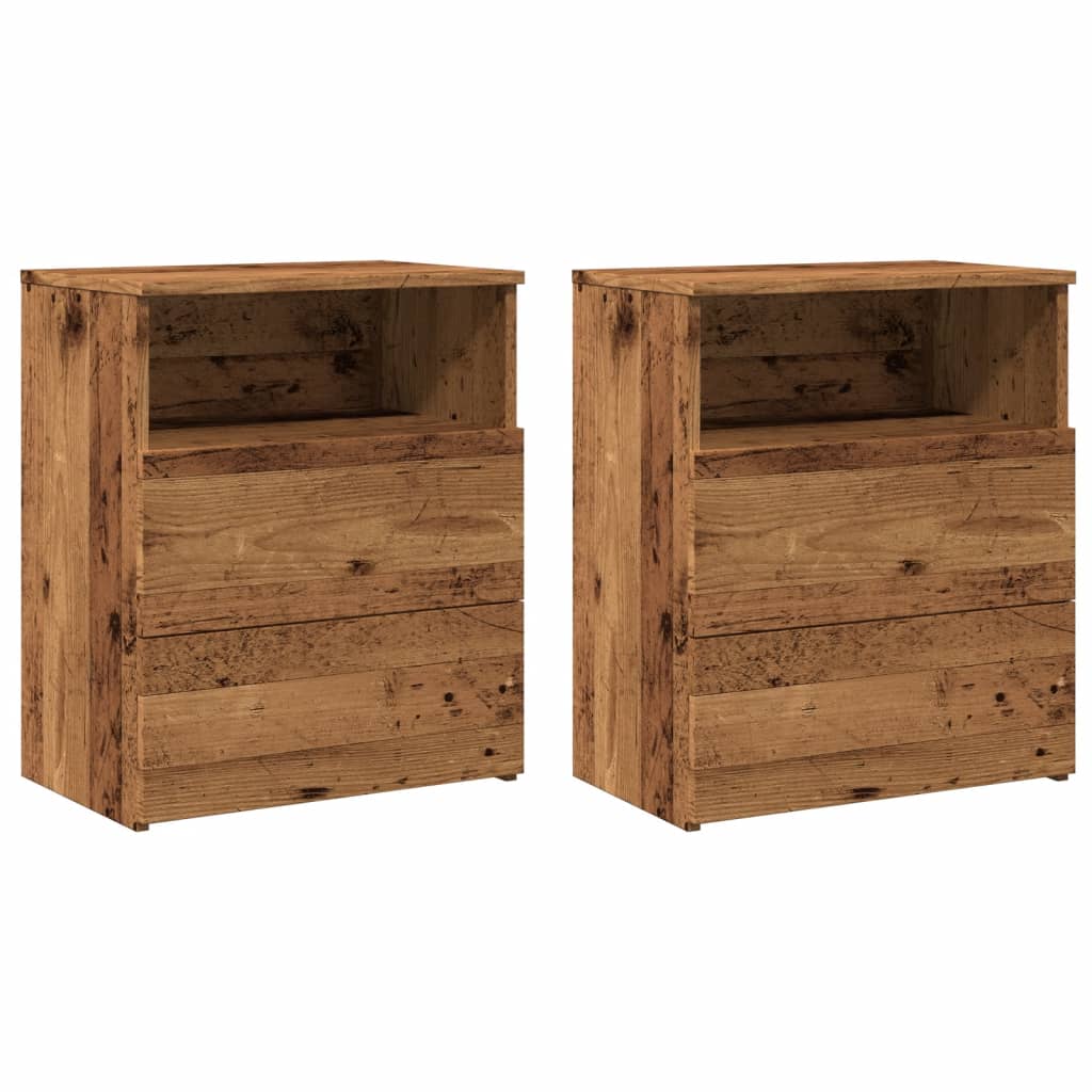 Mesitas De Noche 2 Uds Madera Ingeniería Envejecida 50x32x60 Cm_0