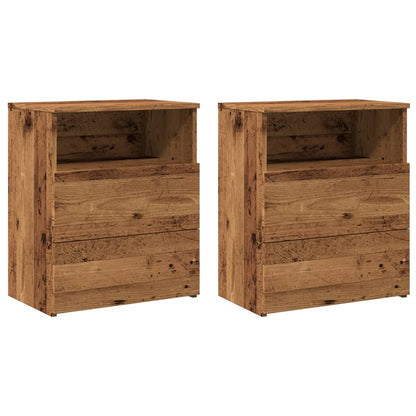 Mesitas De Noche 2 Uds Madera Ingeniería Envejecida 50x32x60 Cm_0