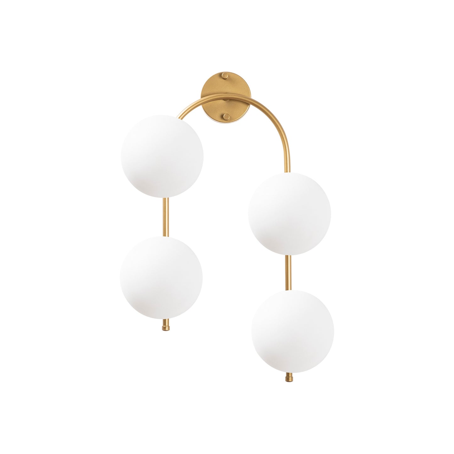Aplique De Pared Curvo, 4 Blancas, Metal , Oro Brillante, 40x26x62, Casquillo 4 X E14 Max 15 W_0