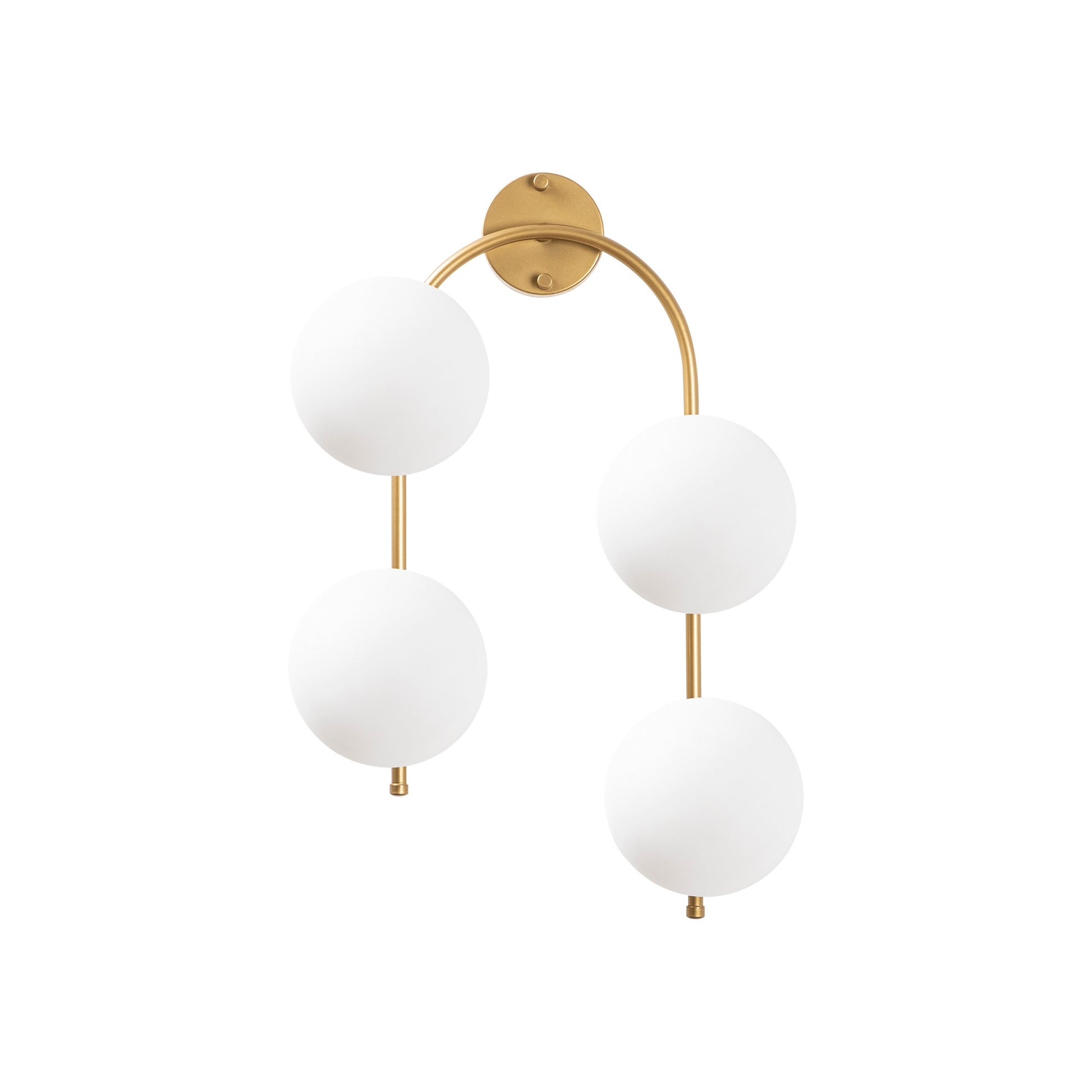 Aplique De Pared Curvo, 4 Blancas, Metal , Oro Brillante, 40x26x62, Casquillo 4 X E14 Max 15 W_0