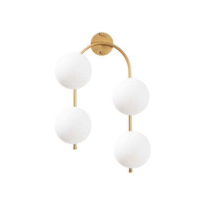 Aplique De Pared Curvo, 4 Blancas, Metal , Oro Brillante, 40x26x62, Casquillo 4 X E14 Max 15 W_0