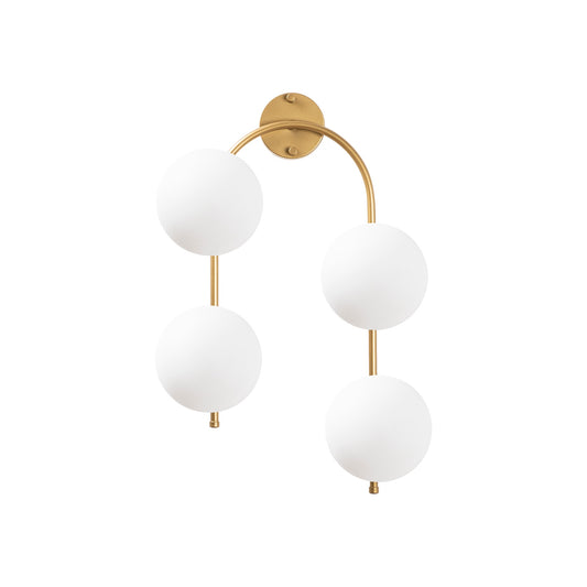 Aplique De Pared Curvo, 4 Blancas, Metal , Oro Brillante, 40x26x62, Casquillo 4 X E14 Max 15 W_0