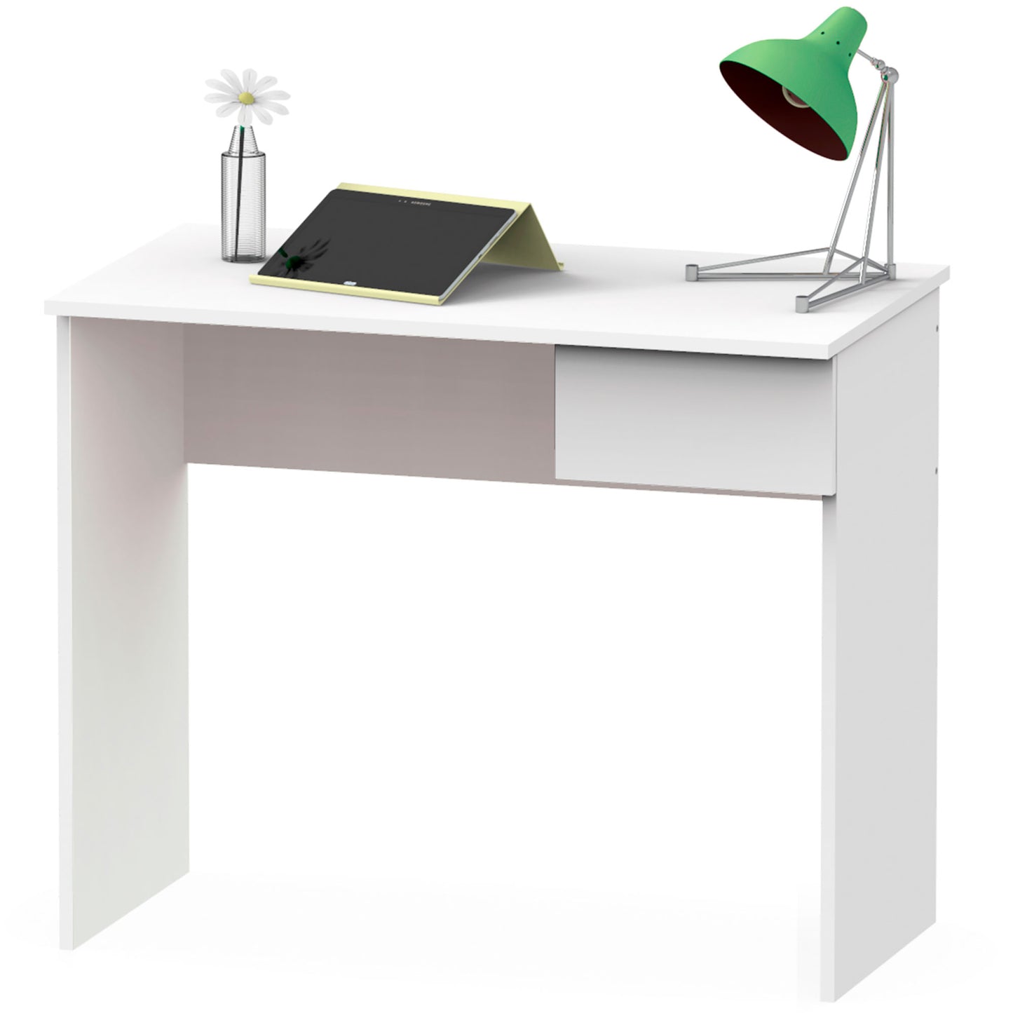 Escritorio, Mesa De Ordenador 75x90x50cm, 1 Cajón, Oficina, Habitación Juvenil, Desk, Briebe, Nova, Blanco_2