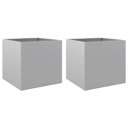 Jardineras 2 Unidades Acero Galvanizado Plateado 49x47x46 Cm_0