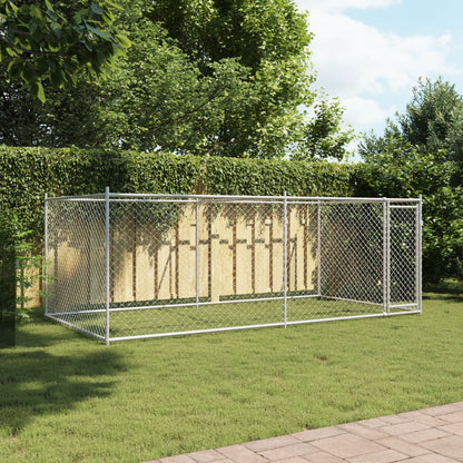 Jaula De Perros Con Puerta Acero Galvanizado Gris 4x2x1,5 M_2