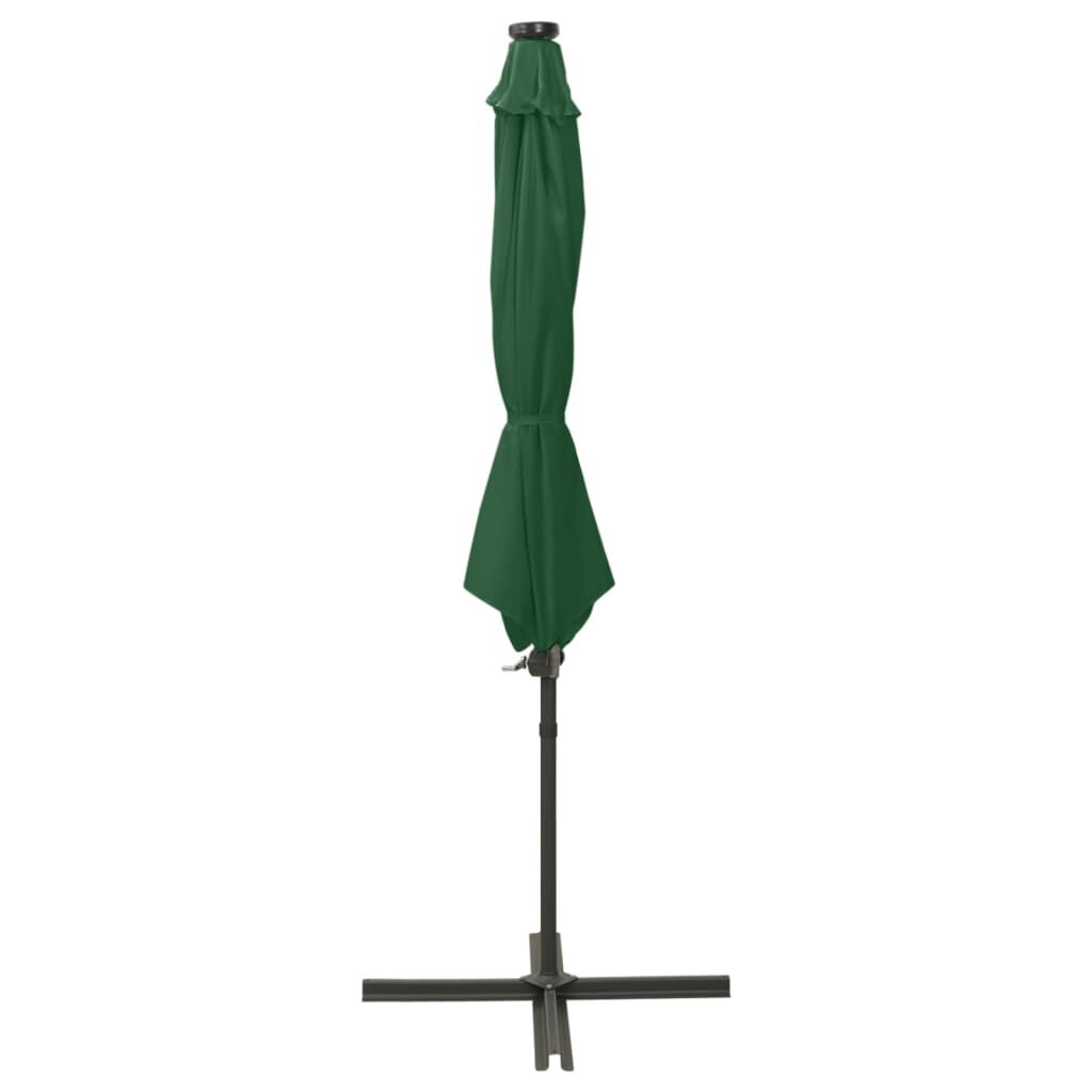 Vidaxl Sombrilla De Jardín Voladiza Con Palo Y Luces Led Verde 300 Cm_1