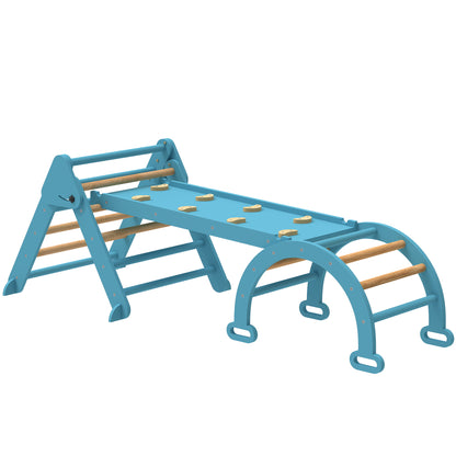 Aiyaplay 7 En 1 Triángulo De Escalada Montessori Con Arco Y Rampa 188x70 Cm Azul_0