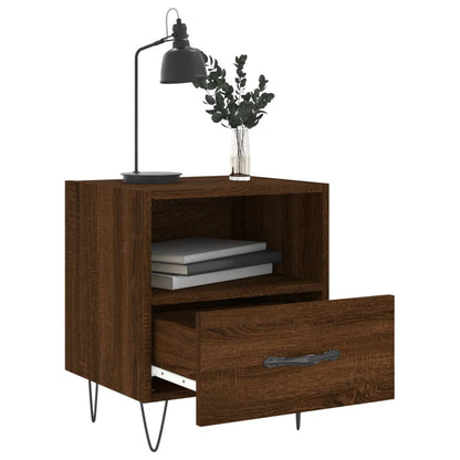 Mesita Noche 2 Uds Madera Ingeniería Marrón Roble 40x35x47,5 Cm_1