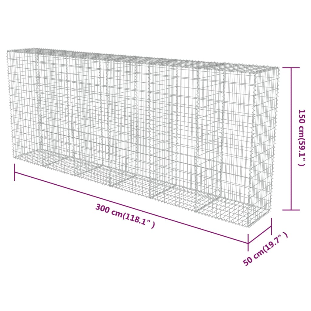 Muro De Gaviones Con Cubiertas Acero Galvanizado 300x50x150 Cm / Vetonek_5