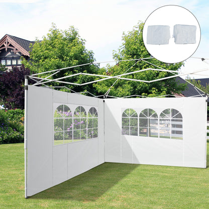Outsunny 2 Paredes Laterales 2,95x2m Con Ventanas Para Carpa 3x3 3x6 3x9 Blanco_1