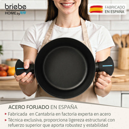 Briebe Cacerola Inducción Acero Forjado 28cm Antiadherente Sin Pfoa, Todas Cocinas Fabricada En España, Mare, Azul_2