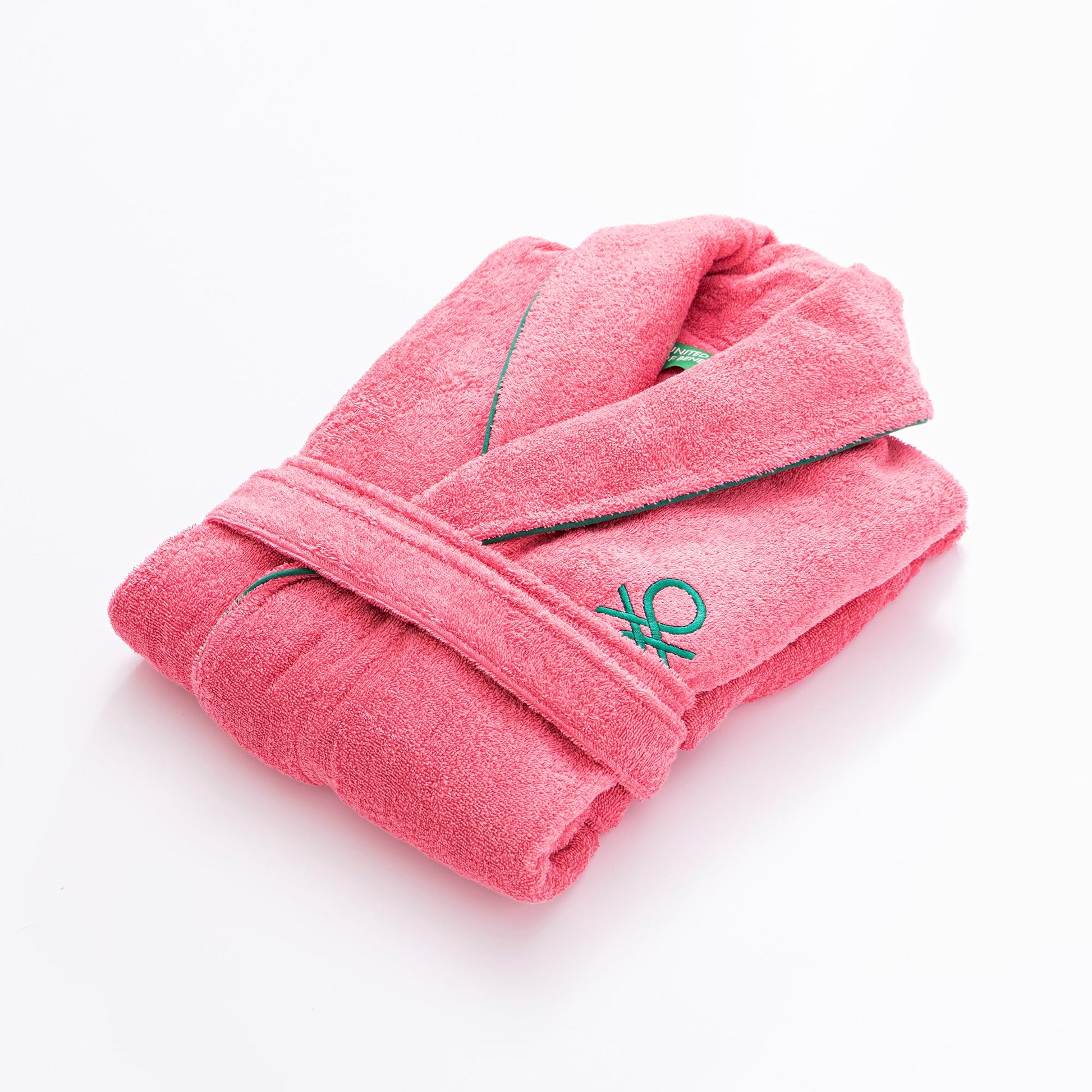 Albornoz M/l 420gsm 100% Algodon C/ Logo Bordado Rosa Core Benetton