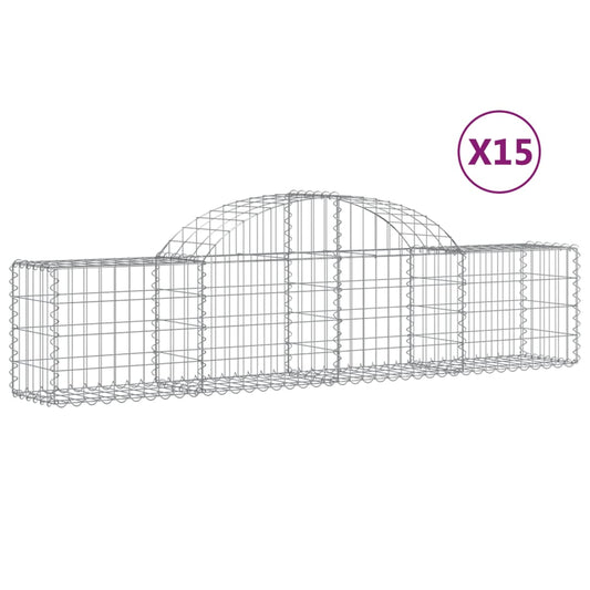 Cestas De Gaviones 15 Uds Forma De Arco Hierro 200x30x40/60 Cm_0