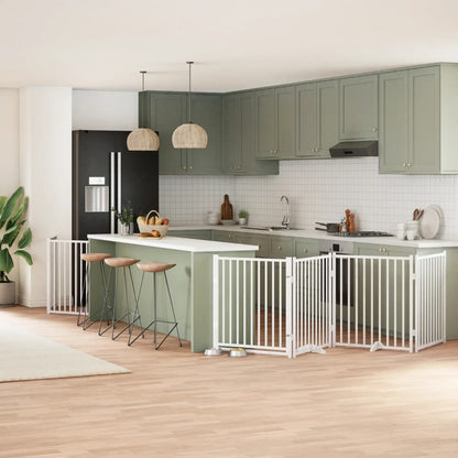 Vidaxl Puerta De Perros Plegable 8 Paneles Madera Álamo Blanca 640 Cm_1