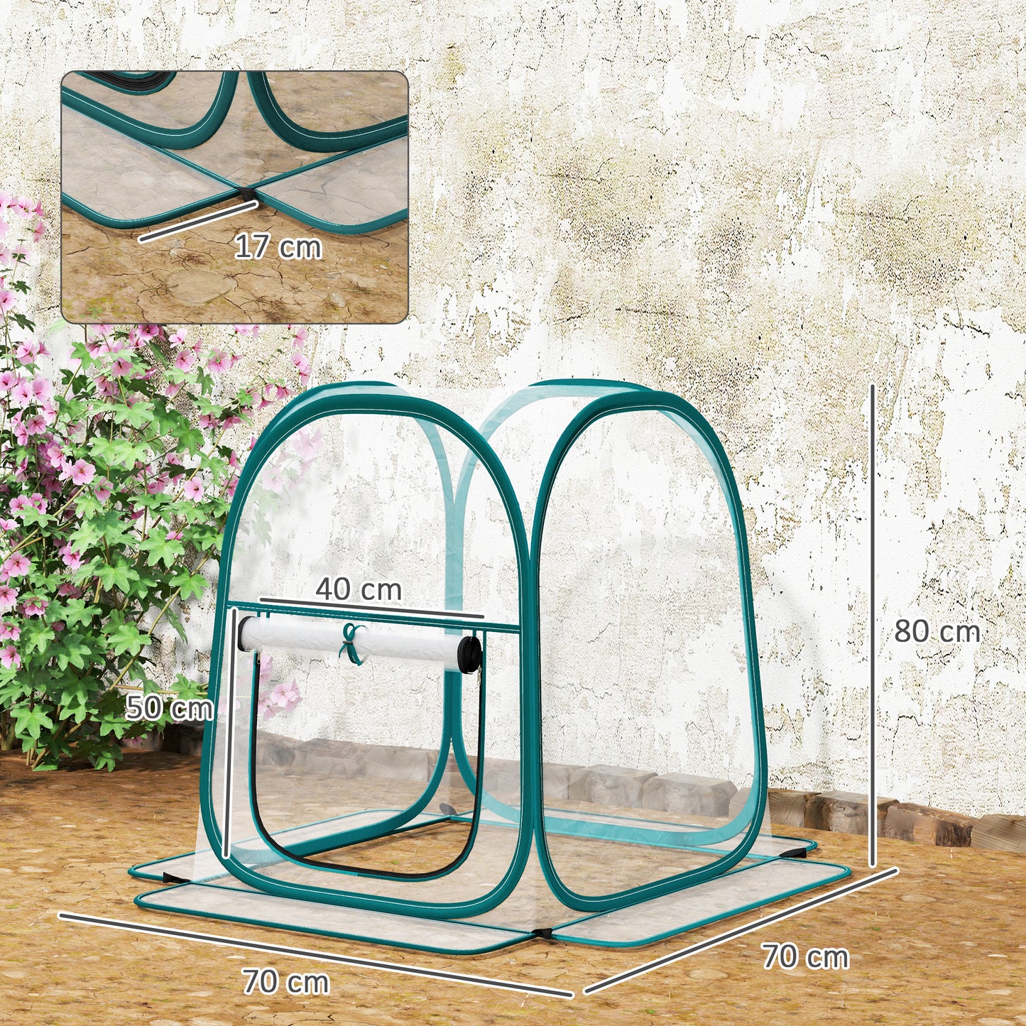 Outsunny Mini Invernadero Plegable Pop-up Con Puerta Enrollable Transparente_2