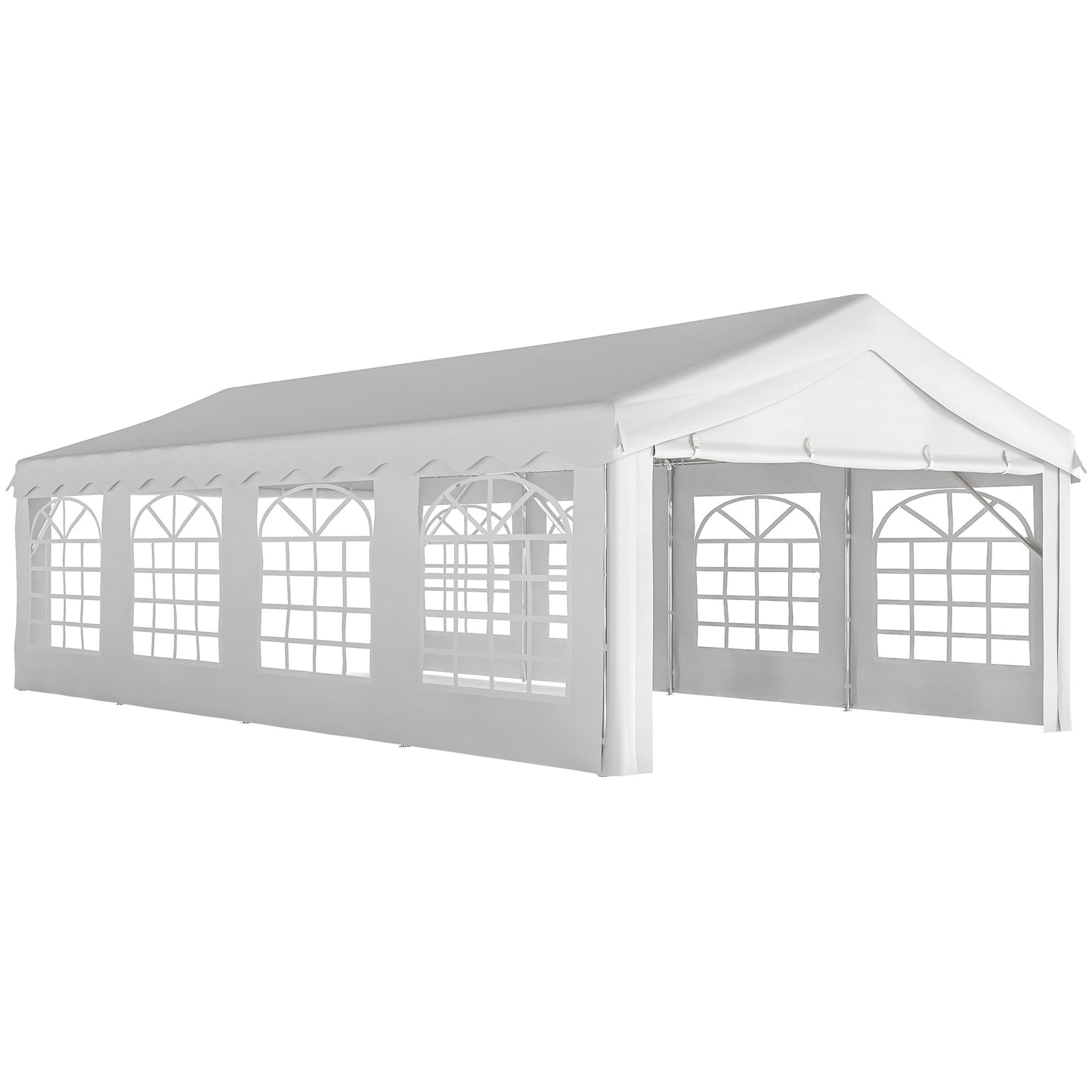 Outsunny Carpa Para Fiesta 4x8 M Con Paredes Extraíbles Puerta Y Ventanas Blanco_0